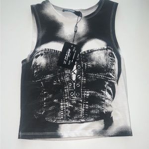 Jaded London Illusion Corset Top Print